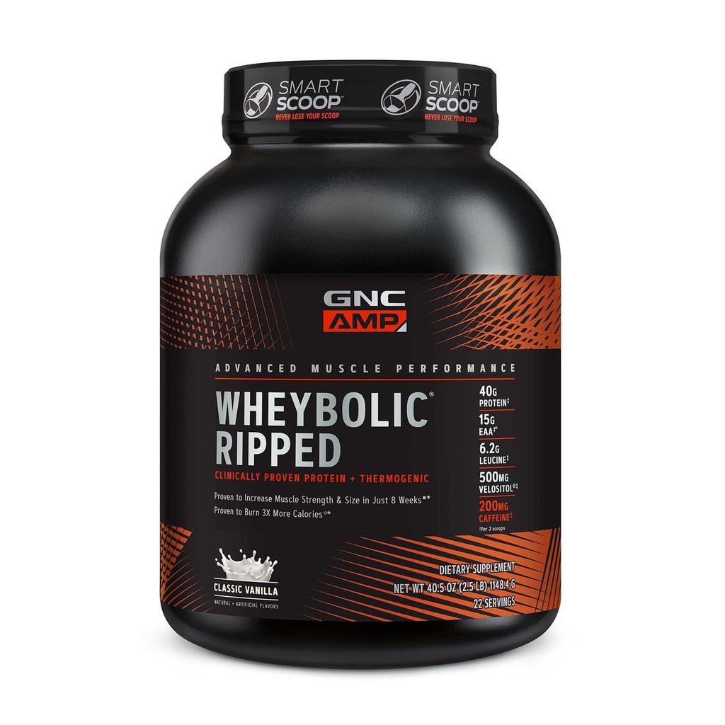 GNC AMP Wheybolic Ripped - Vainilla clásica (22 Servimientos)