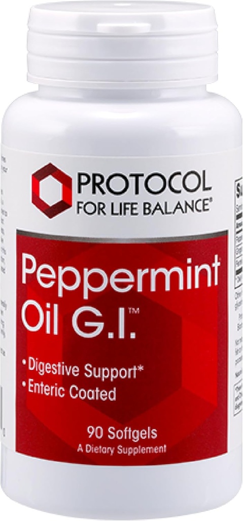 Protocolo Peppermint G.I. - para el soporte de salud digestivo* - con Peppermint, aceite de jengibre &amp; aceite de hinojo - Coated Enteric - Dairy Free & Halal - 90 Softgels