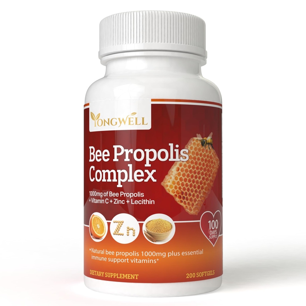 Complejo Super Bee Propolis con vitamina C, Zinc &amp; Lecithin (200 cápsulas)