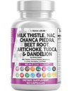 Clean Nutraceuticals Milk Thistle NAC Chanca Piedra Beet Root Artichoke Astragalus Dandelion Root - Liver Cleanse Detox &amp; Repair Supplement Plus TUDCA Choline &amp; Ginger - 1Pack