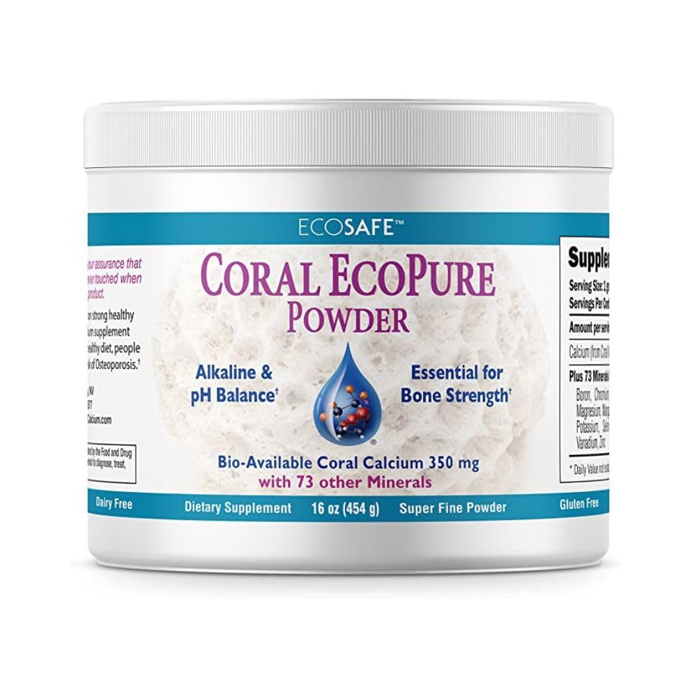 Coral Ecopure Powder, Coral Calcium Powder Suplemento con Coral Minerals - 16 onzas