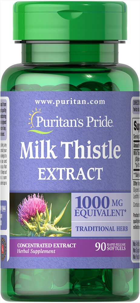 Puritan's Pride Milk Thistle 1000mg, 4:1 Extracto (Silymarin), 90 Conde