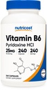 Nutricost Vitamina B6 (Pyridoxine HCl) 25mg, 240 cápsulas - No GMO, libre de gluten y amigo vegetariano