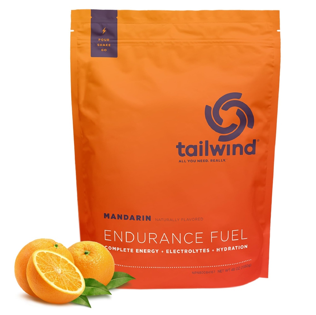 Tailwind Nutrition Endurance Fuel, Carbohydrate &amp; Electrolyte Sports Drink Mix Powder, Gluten-Free, Vegan, Mandarin, 50 Servings