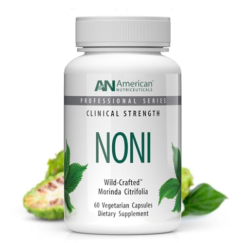 Nutriceuticals estadounidenses – Noni – 60 cápsulas – Powerful Adaptogen for Balanced Energy – 100% Whole Fruit Powder
