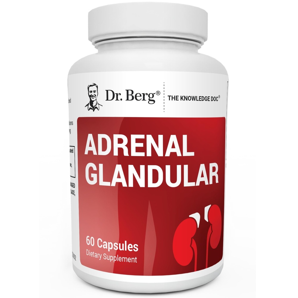 Dr. Berg Adrenal Glandular - Fórmula de Equilibrio de Hormonas que soporta Función Adrenal saludable - Suplemento de Apoyo Adrenal - 60 cápsulas
