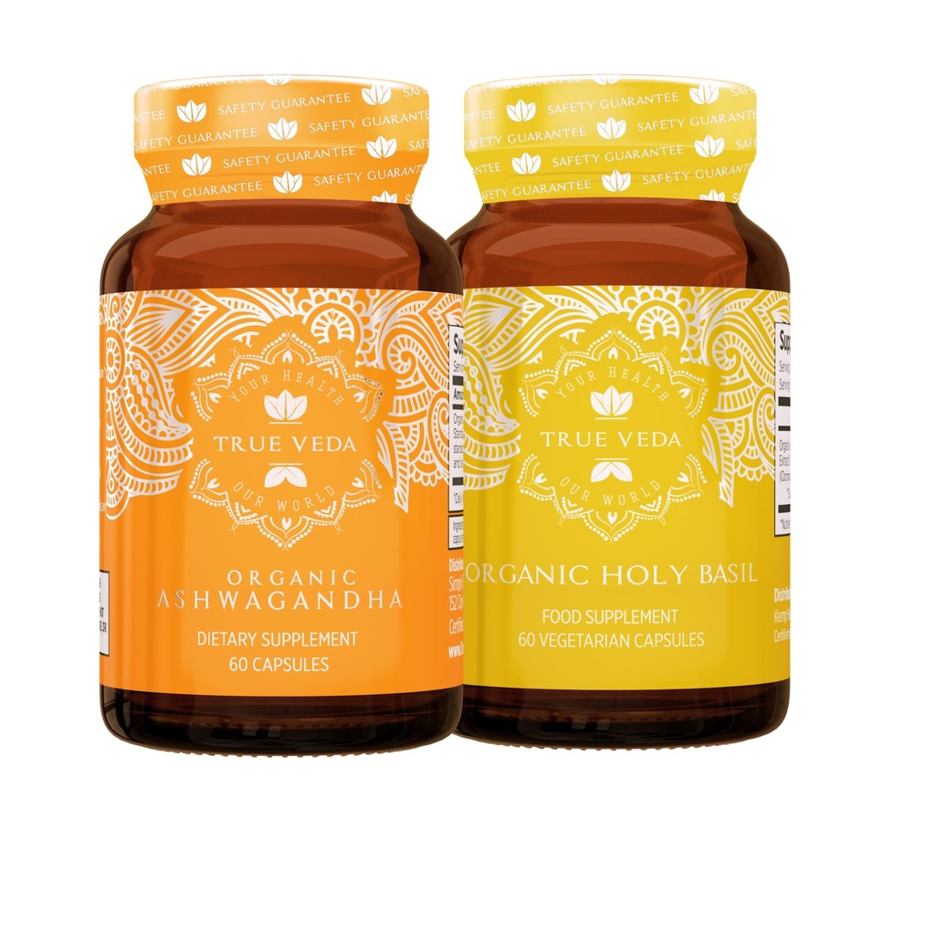 Verdadera Veda Mood Bundle USDA Orgánica ← Multi-Award-Winning  durable Orgánica Ashwagandha KSM-66® viv Orgánica Basil con vitamina B6