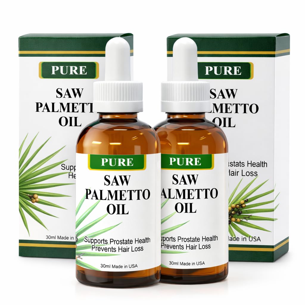 Pura Saw Palmetto Oil – 95-98% Concentrated Organic Extract – Liquid Saw Palmetto for Men &amp; Women – Alternative to Capsules & Powder – 2 Fl Oz