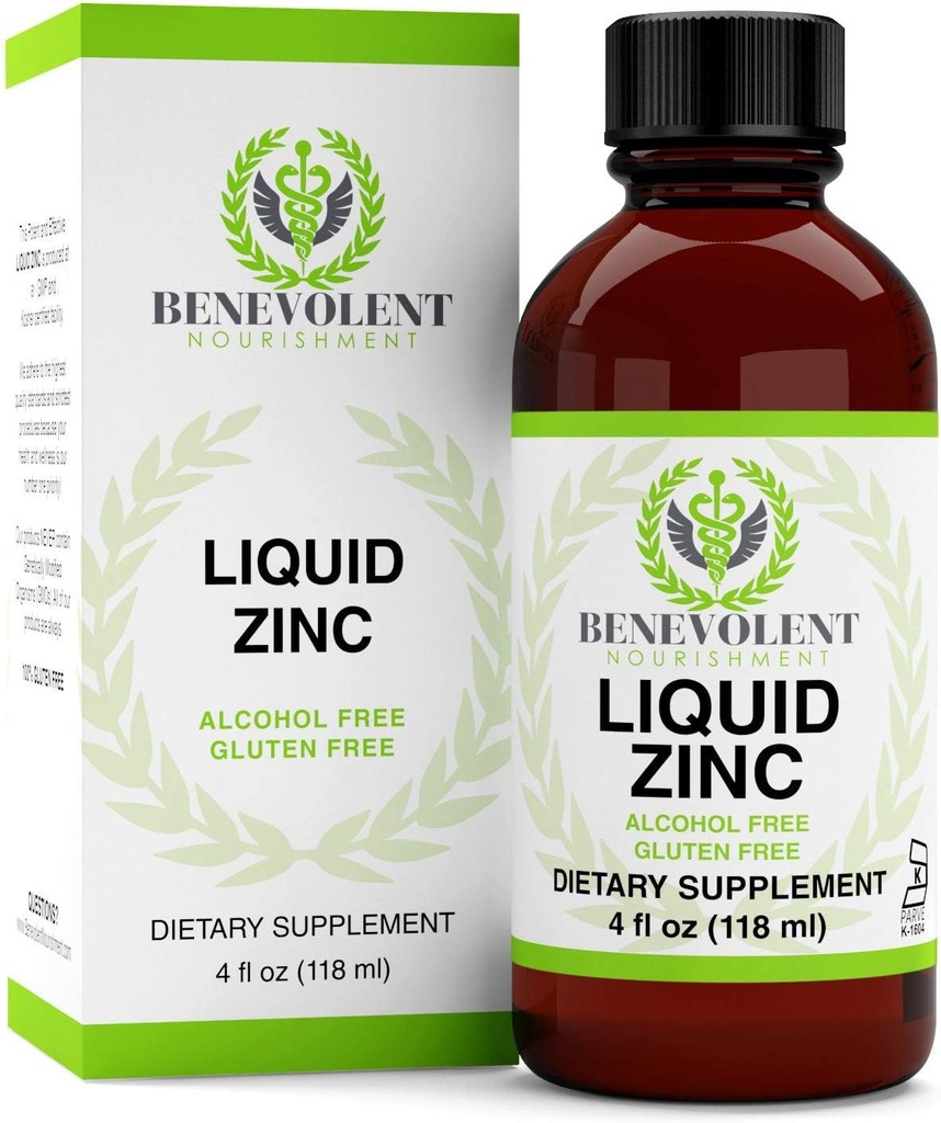 Suplemento de zinc con hierbas de frutas ecológicas de arándano - Potente " Suplemento dietético líquido eficaz para la familia entera - 100% alcohol " Gluten Gratis - Non GMO Formula. Botella grande 4oz.