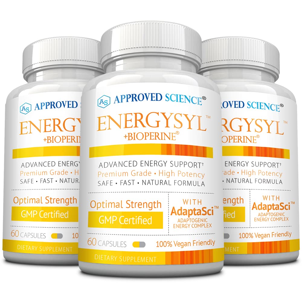 Energías de ciencia aprobada - Caffeine Free - con Adaptogens, vitaminas B y bioperina - 3 meses de suministro - 180 cápsulas