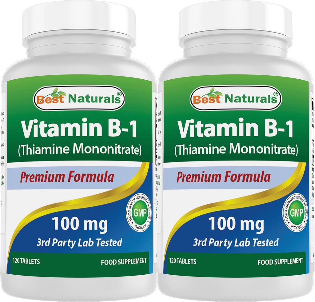 Mejores Naturales Vitamina B1 como Mononitario de Thiamine 100 mg 120 Tablas (120 Cuenta (Pack de 2))