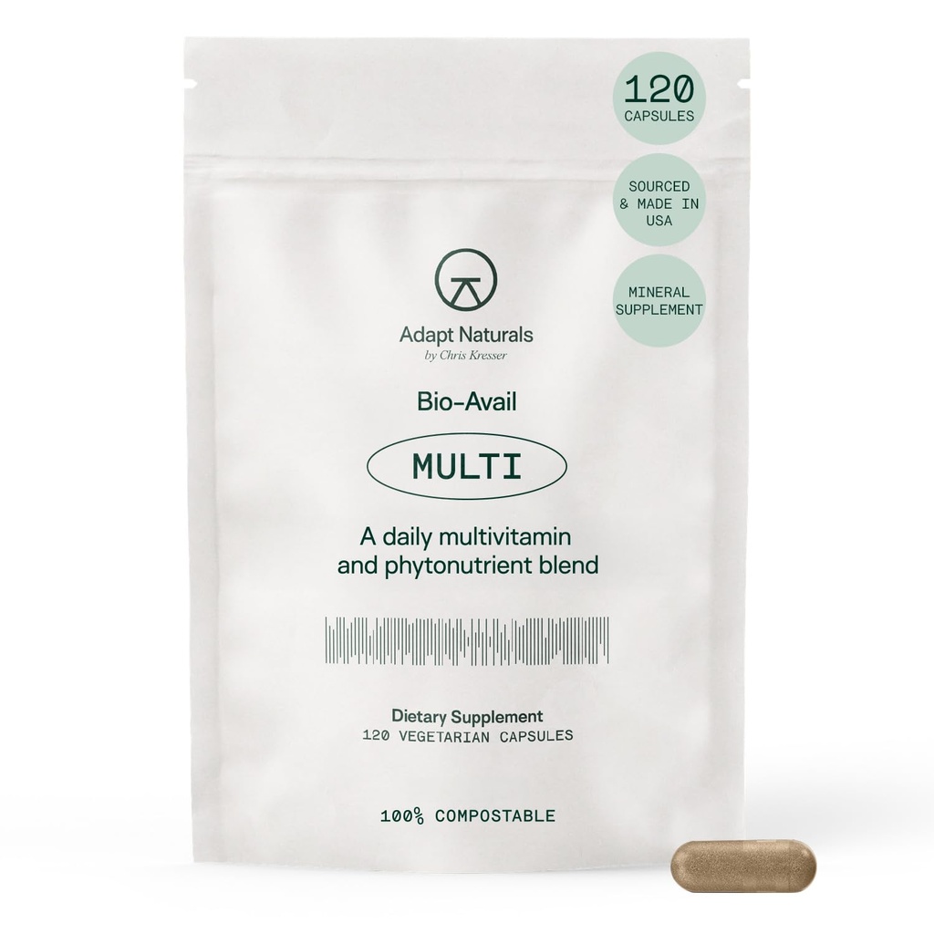 Adapt Naturals Multivitamínico para Hombres Mujer, Biodisponible Easy-to-Absorb Multivitamínico Suplemento diario con Biotina, Niacina, Vitamina A, B, C, D, E, K1, Zinc, Magnesio - Soporte Inmunitario - Fuente de 30 días