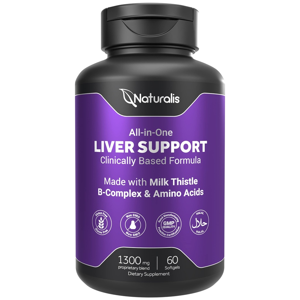 Naturalis Silymarin Milk Thistle 1300mg Reforzado con B Complex " Amino Acids TEN 13-in-1 Liver Cleanse, Detox " Reparación TEN 60 Liver Essential Softgels