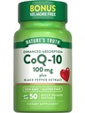 La verdad de la naturaleza CoQ10 100mg TEN 50 Softgels TEN Plus Black Pepper Extract ← Non-GMO y Gluten Free Supplement