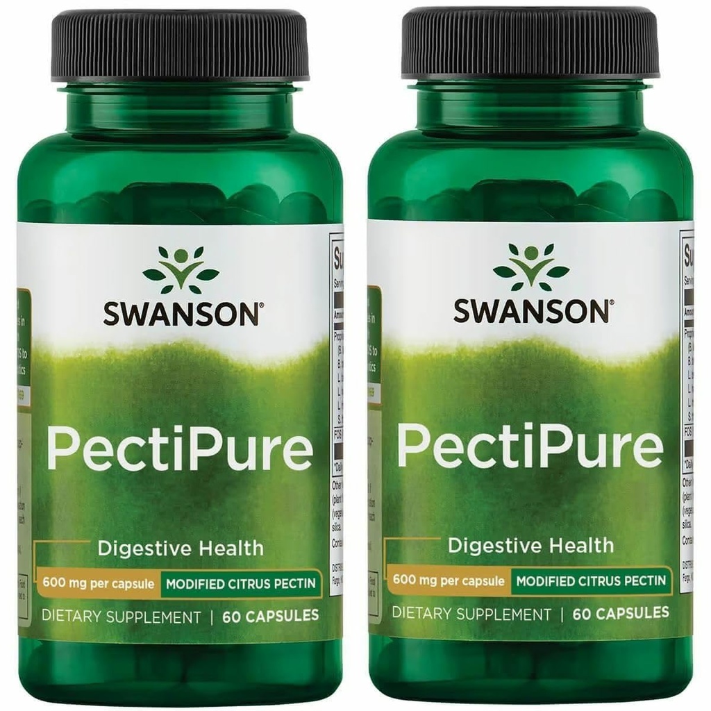 Swanson PectiPure Citrus Modificados Pectin-Supports Salud Digestiva y Salud Celular-Delivers Mínimo 82% Acid-Natural de bienestar Galacturonic Suplemento (60 cápsulas, 600 mg cada uno) 2 Pack