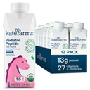 KATE FARMS Organic Pediatric Peptide 1.5 Fórmula, Vainilla, Sole-Source Hydrolyzed Plant-Based Nutrition for Oral or Tube Feeding, 8.45 oz (12 pack)