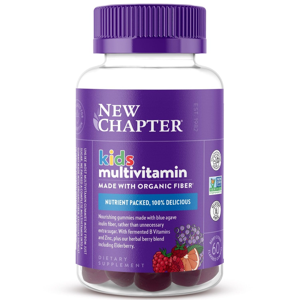 Nuevo capítulo Gummies multivitamínicos para niños - 65% menos azúcar, vitaminas de goma para niños con vitaminas C, D3 " Zinc, no GMO, sin gluten, Berry-Citrus, 60ct