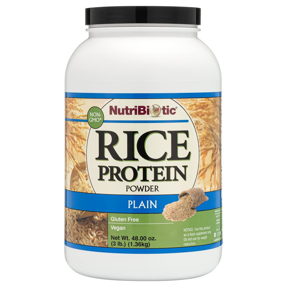 NutriBiotic Plain Rice Protein, 3 Lb (1.36kg) peru Low Carb, Vegan & Raw Protein Powder ¦ Grown and Processed Without Chemicals, Gluten or GMOs ← Keto Friendly & Easy to Digest