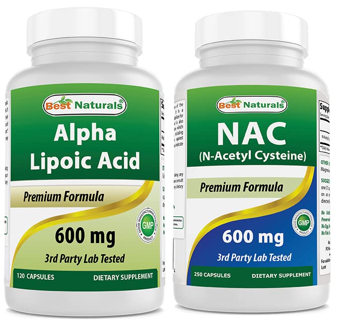 Mejores Naturales Ácido Lipoico alfa 600 mg & NAC N-Acetil-Cysteine 600 mg