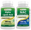 Mejores Naturales Ácido Lipoico alfa 600 mg & NAC N-Acetil-Cysteine 600 mg