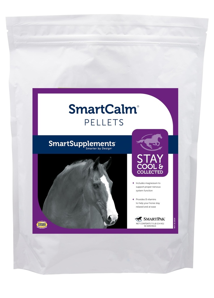 Pellets SmartCalm Suplemento de calma del caballo Silencio No Añadido Azúcar o hierbas Silencioso Suplemento Equino Silencio 56 Servimientos Silencioso 7.5 lb Bolsa