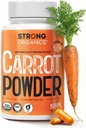 USDA Organic Carrot Powder Capsules (120), Grown in USA, Eye Support, Beta Carotene, Vitamina A, Carotenoides, Antioxidantes,106°F Max, Vegan, Kosher-2 Months Supply