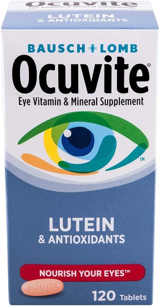 Bausch &amp; Lomb Ocuvite Vitamin and Mineral Supplement for Eyes with Lutein Tablets, 240-Count