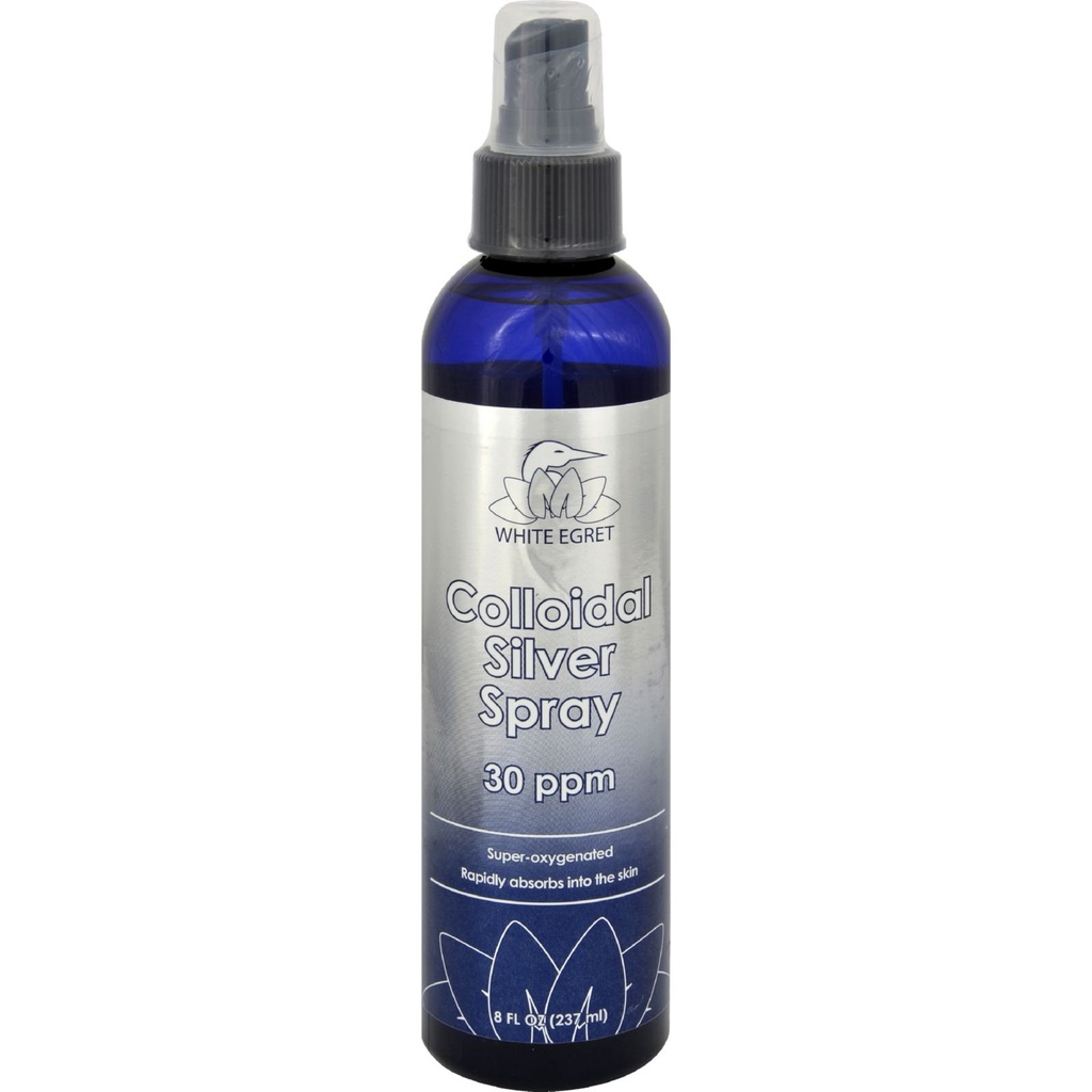 White Egret Skin Care Colloidal Silver Spray, 8 onnce