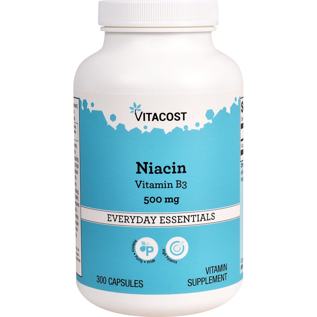 Vitacost Niacin (Vitamin B-3) - 500 mg - 300 cápsulas