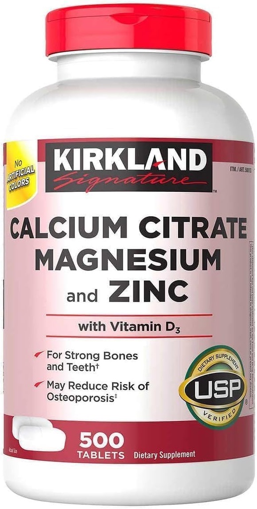 Citrato de calcio de la firma Kirkland 500 mg (500 tabletas)