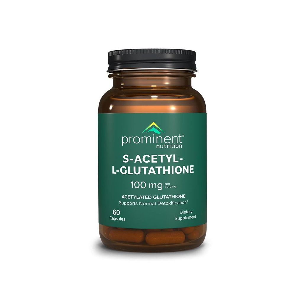 Prominent Nutrition S-Acetyl L-Glutathione Supplement - Clinically Researched Emothion Acetylated Glutathione for Normal Liver Detoxification Support & Optimal Antioxidant Effect, Vegan - 1 Pack