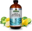Respuesta de la naturaleza Cod Liver Oil Liquid Supplement, 16-Fluid Ounces ← Promueve un Corazón Saludable > Cerebro Silencioso Cognitivo y Cardiovascular Support TEN Great Tasting (Pack of 2)