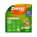 Zyrtec 24 horas Alivio de la alergia Pulmones líquidos, antihistamínicos cápsulas con Cetirizine HCl Alergía Medicina para Alivio de Todos los Días de Runny Nose, Sneezing, Itchy Eyes &amp; More, 12 Con