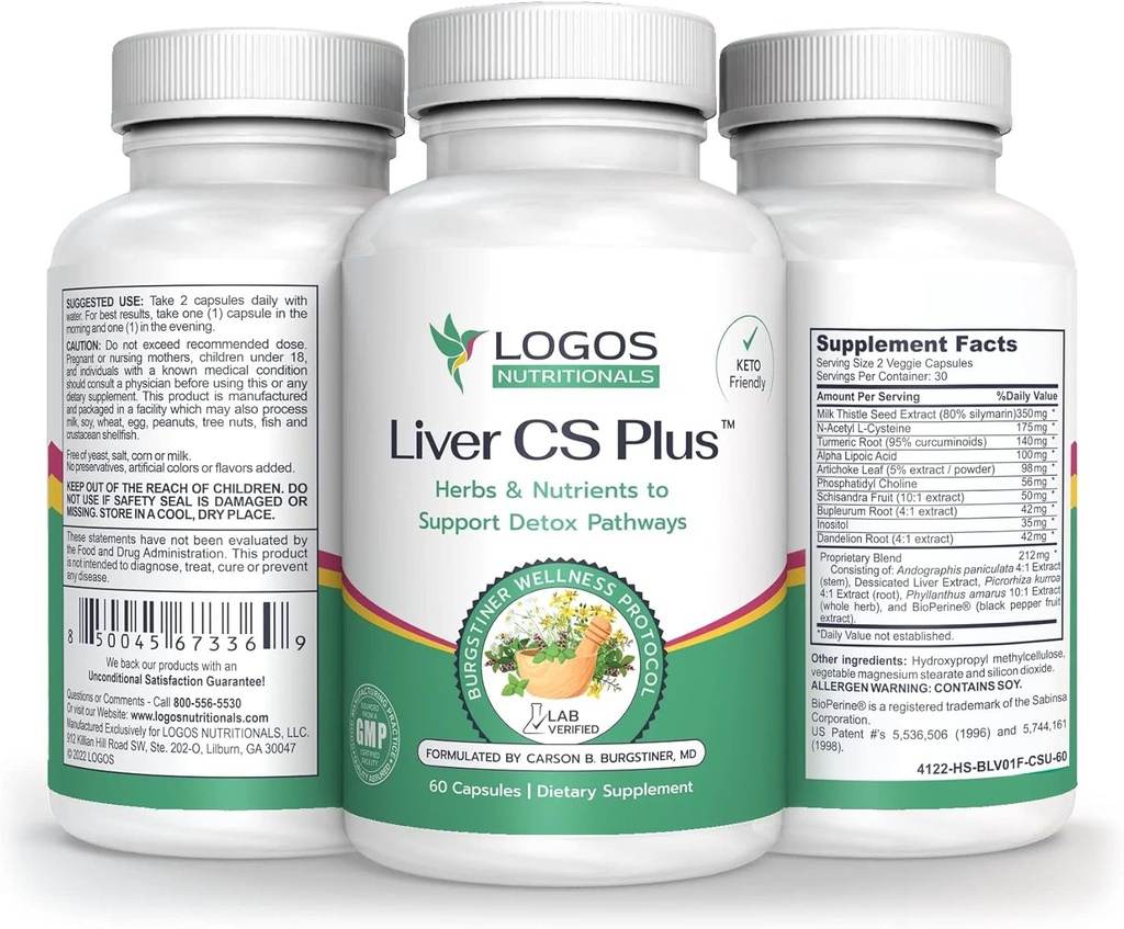 Logos Nutricionales-Liver CS Plus-60 Powerful Liver Detox Fórmula Veggie Caps-Increasing Glutathione and Lowering Oxidative Stress.