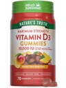 Verdad de la naturaleza Vitamina D3 Gummies ← 10000 UI ← 70 Conde ← Peach Mango Flavor ← Vegetariano, No Gluten Suplemento Libre