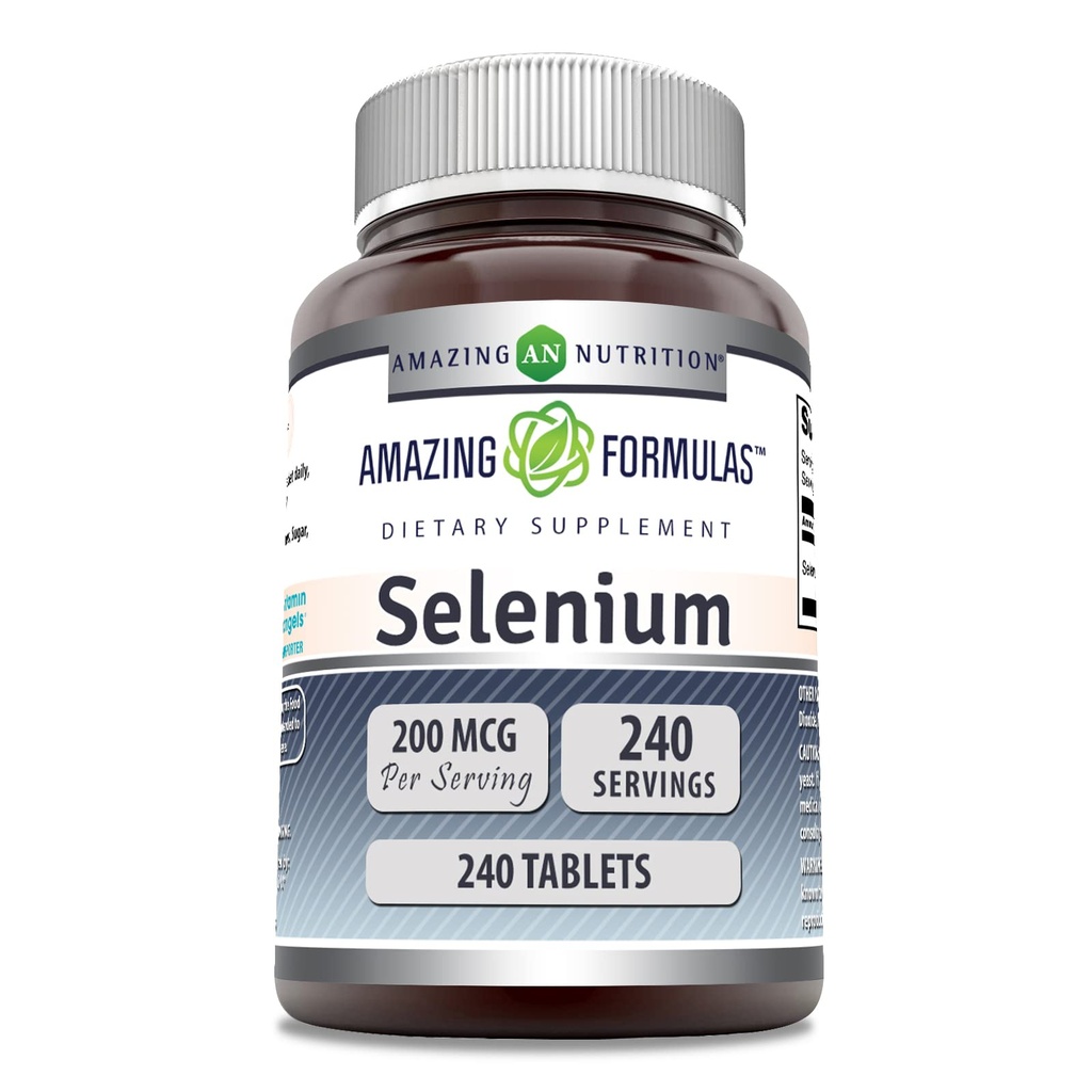 Fórmulas asombrosas Selenium 200 Mcg ← Tablets Suplemento Silencio No Gluten-Free TEN Made in USA (1 Pack TEN 240 Count)