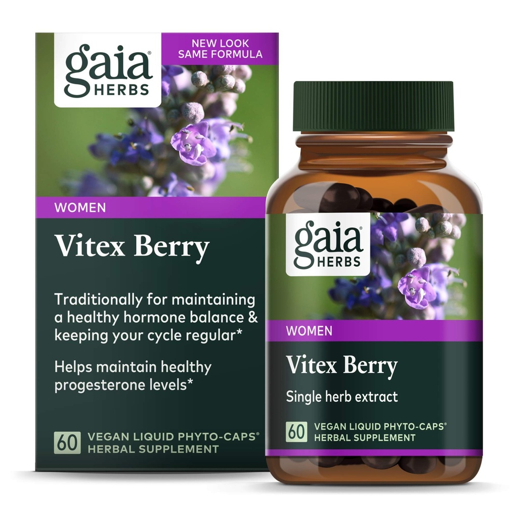 Gaia Herbs Vitex Berry, Chasteberry, Hormon Balance para Mujeres, Vegan Liquid Capsules, Negro 60 Conde