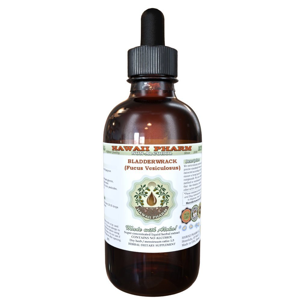 Extracto líquido libre de alcohol, Bladderwrack (Fucus Vesiculosus) Glicérite Hawaii Pharm Natural Herbal Suplemento 2 oz