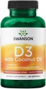 Swanson High Potency Vitamin D-3 w/Coconut - Natural Supplement Promoting Bone Health & Immune System Support - May Help Increase Calcium Absorption - (60 Softgels, 125mcg Cada)