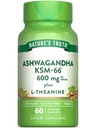 La verdad de la naturaleza KSM-66 Ashwagandha tención 60 cápsulas sometidas con L-Theanine ¦ Vegan, Non-GMO, " Gluten Free Supplement