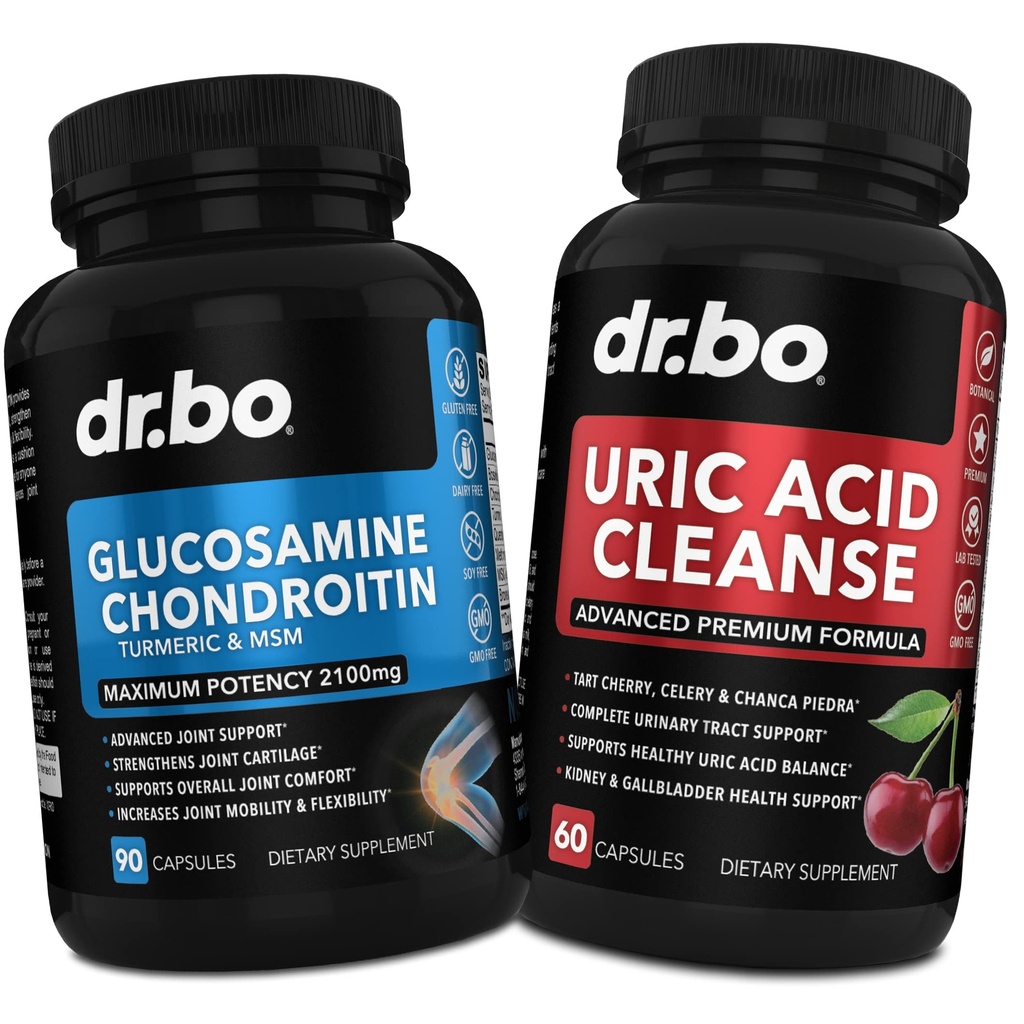 DR. BO Glucosamine Chondroitin Turmeric MSM - Uric Acid Cleanse Support Suplemento