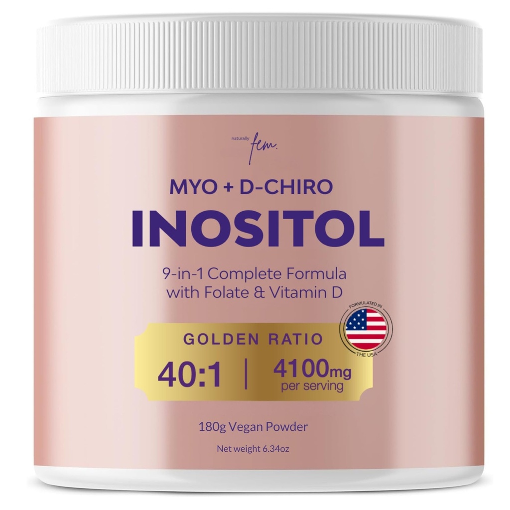 QSTA Myo-Inositol & D-Chiro Inositol Suplemento para Mujeres 4100mg (40:1 Ratio) – 9-en-1 Hormonal &amp; Metabólico Soporte con PCOS Multivitaminas. Suplemento de Polvo Inositol para Equilibrio de Hormonas