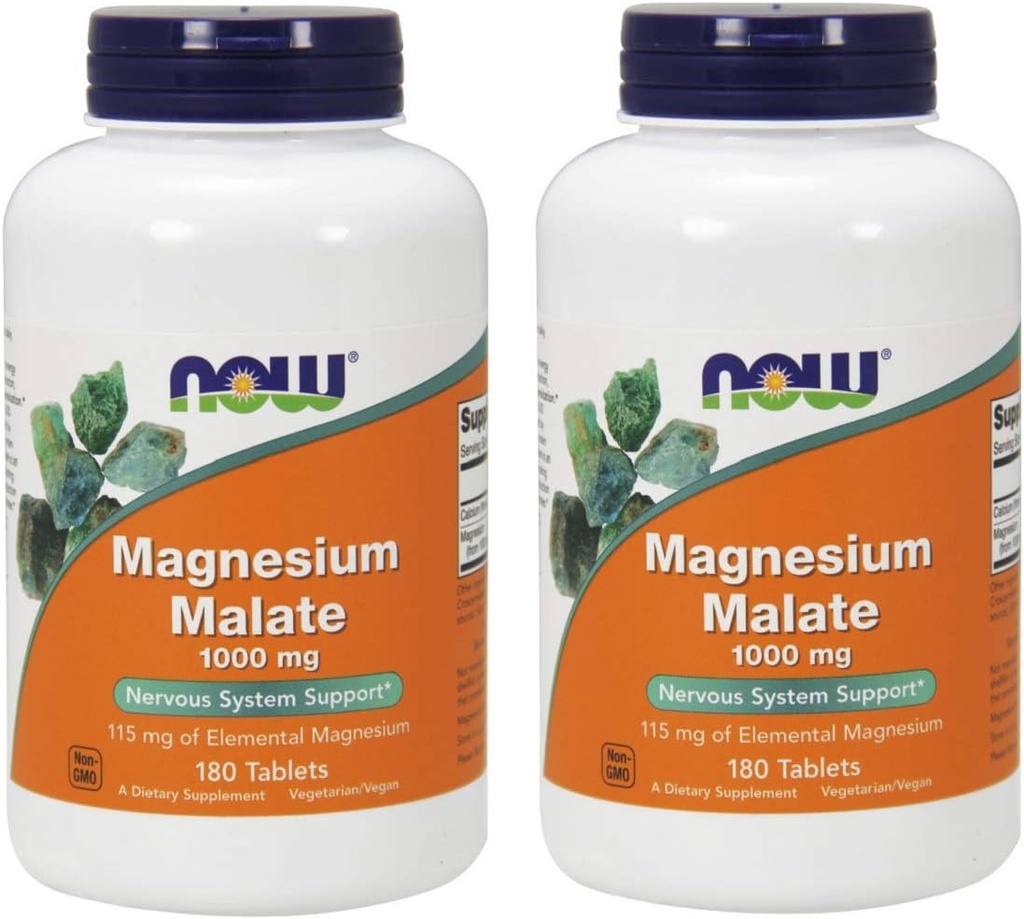 AHORA Magnesio Malate 1000mg, 180 Tabletas (Pack de 2)
