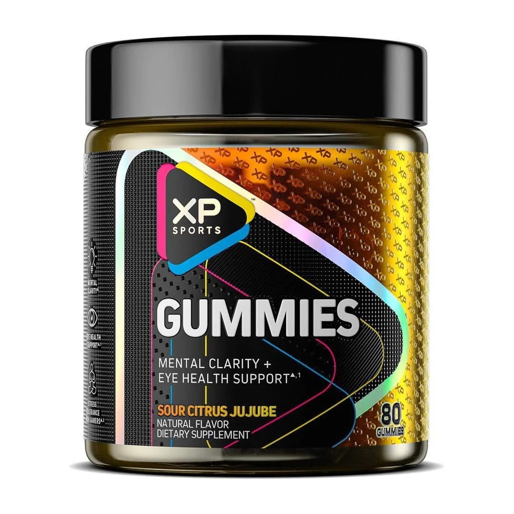 Performance Deportes Gummies – Claridad mental " Apoyo a la salud ocular, Sour Citrus Jujube Flavor, Cognitive Focus " Vision Care Supplement, 80 Gummies