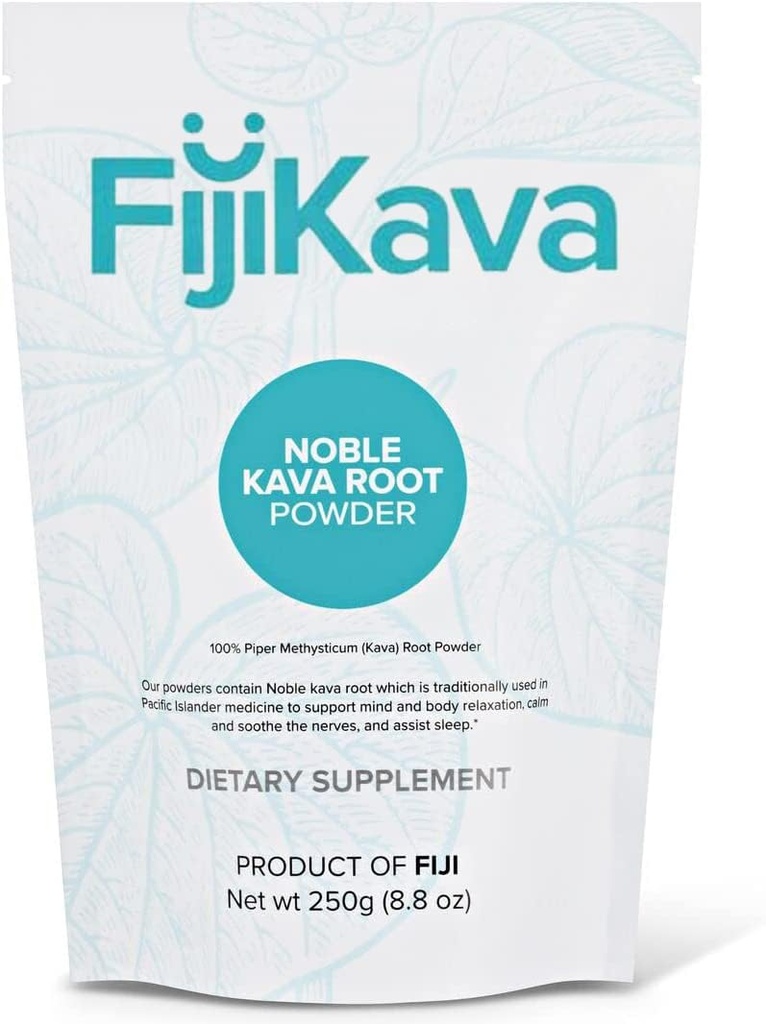 FijiKava Instant Kava Kava Powder 250g – Premium Kava Root Powder con alto contenido de Kavalactone – Ayuda de relajación natural para la calma, alivio de estrés y soporte para el sueño – Fácil a Mix
