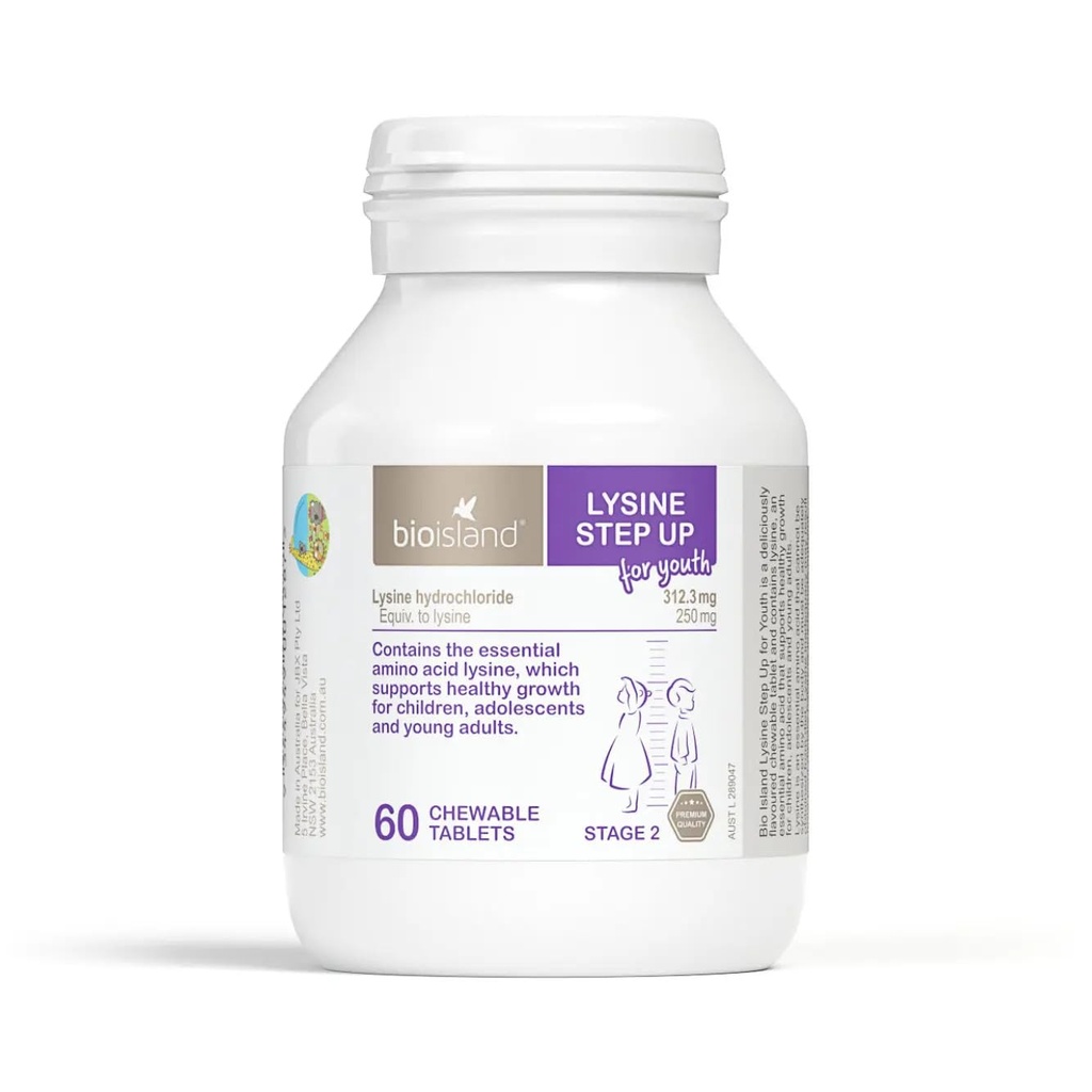 Bio Island Lysine Step Up for Youth 60 Chewable Tablets