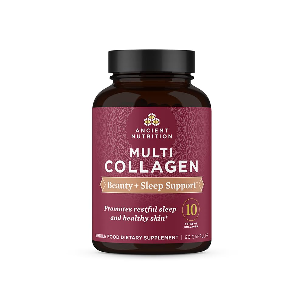 Pilas antiguas de colágeno de nutrición para el cabello, la piel y las uñas, Belleza + sueño 90 Ct, Suplemento colágeno + Magnesio, soporta la piel y las uñas, el sueño, Paleo y Keto Friendly, Gluten Free