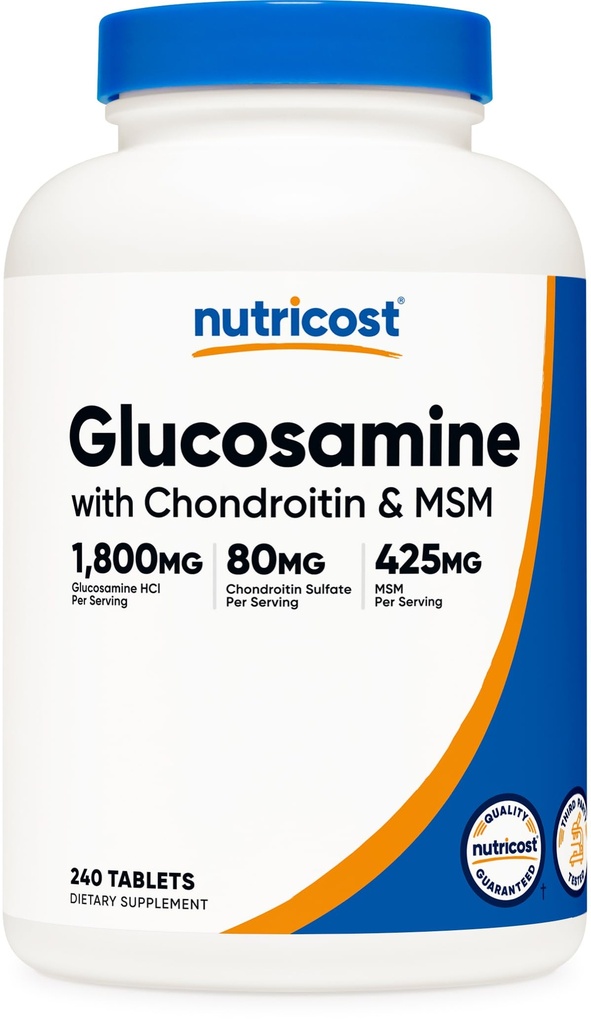 Nutricost Glucosamine 1800mg con condroitina &amp; MSM, 240 Tablets, 120 Servings - No GMO, Gluten Free