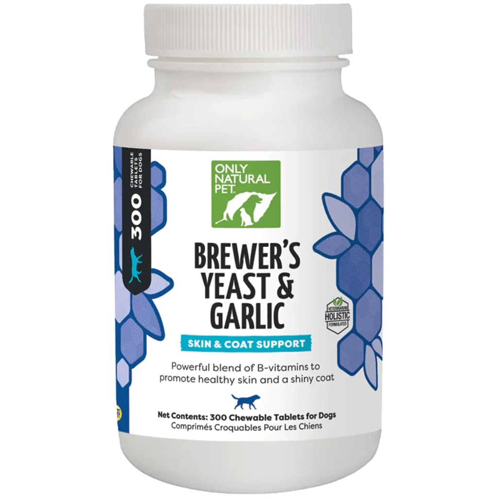 Sólo levadura natural para mascotas y levaduras de ajo - All-Natural Flea &amp; Tick Prevención para perros - Fortificado con vitaminas B - Promueve la piel sana " Cuna - 300 cuenta Tablet