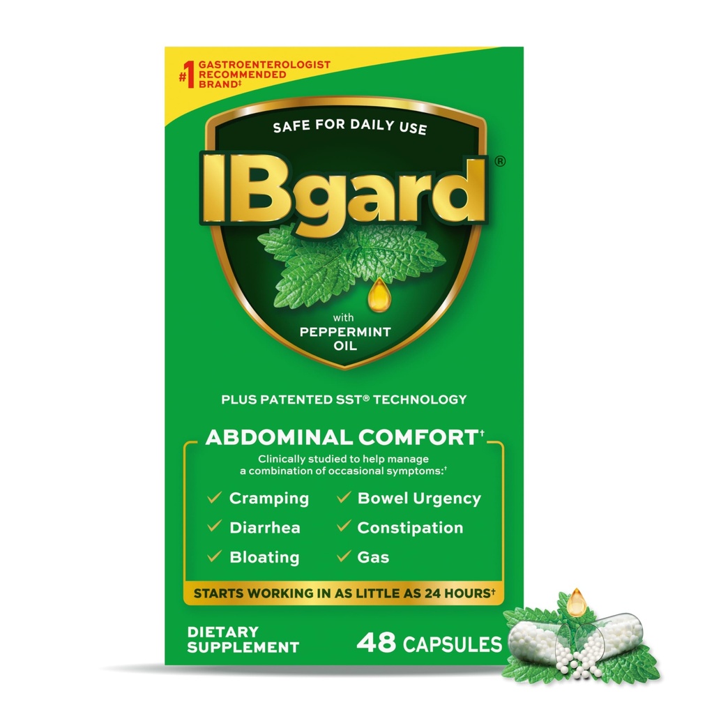 IBgard Gut Health Supplement, Peppermint Oil Capsules for Abdominal Comfort, 48 cápsulas